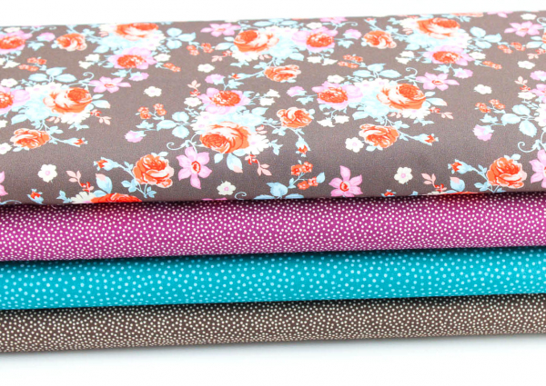 Baumwolle Emilie  Rosen dunkles taupe  (10 cm)